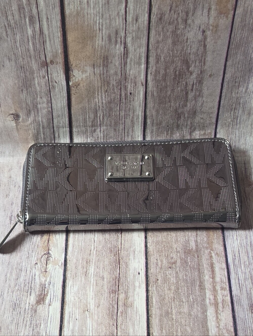 Michael Kors Gray Logo Zip-Around Wallet
